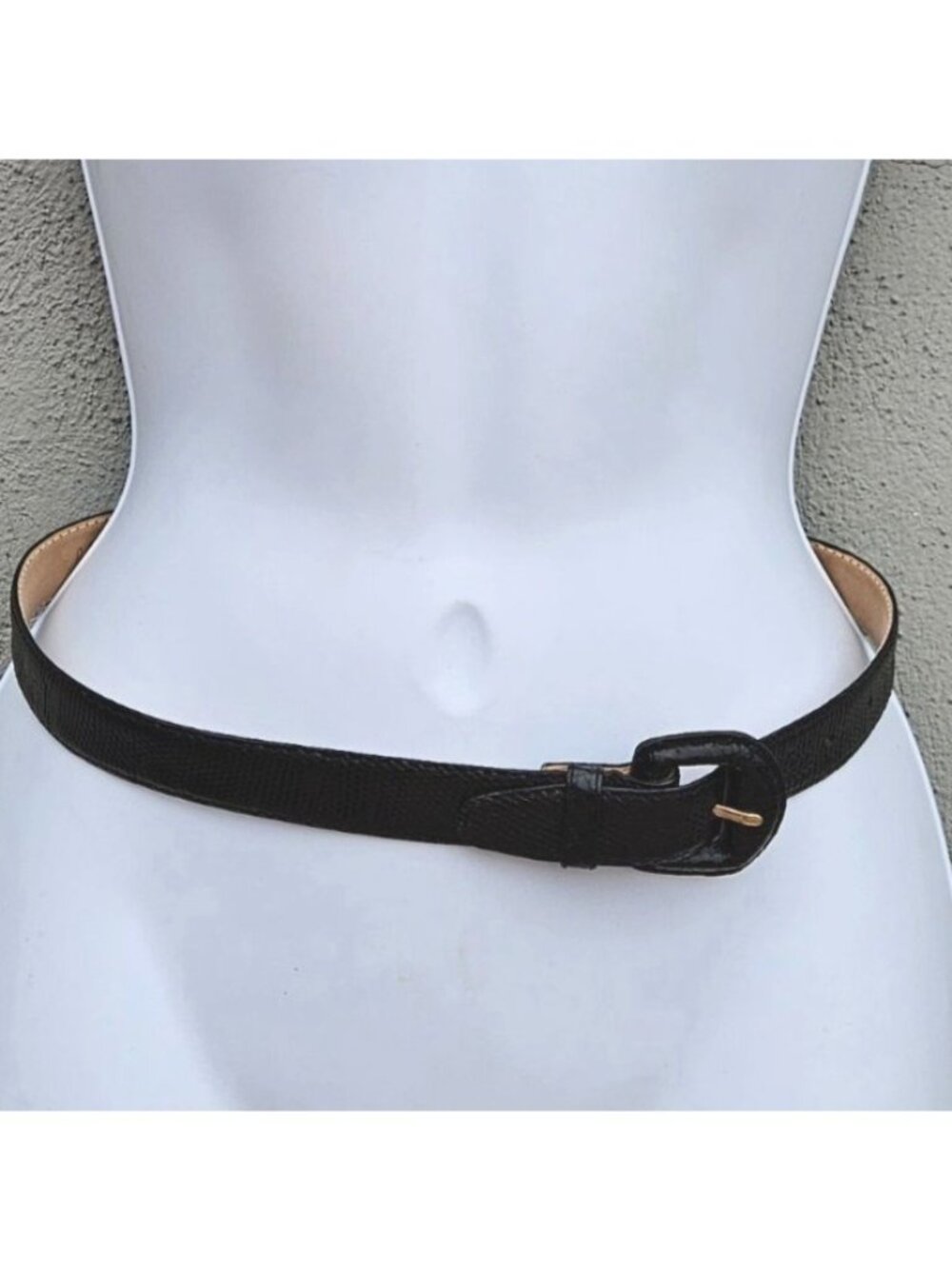 Vintage 80s Nordstrom Black Genuine Lizard Skin Belt Size S 23-27 - Picture 5 of 15